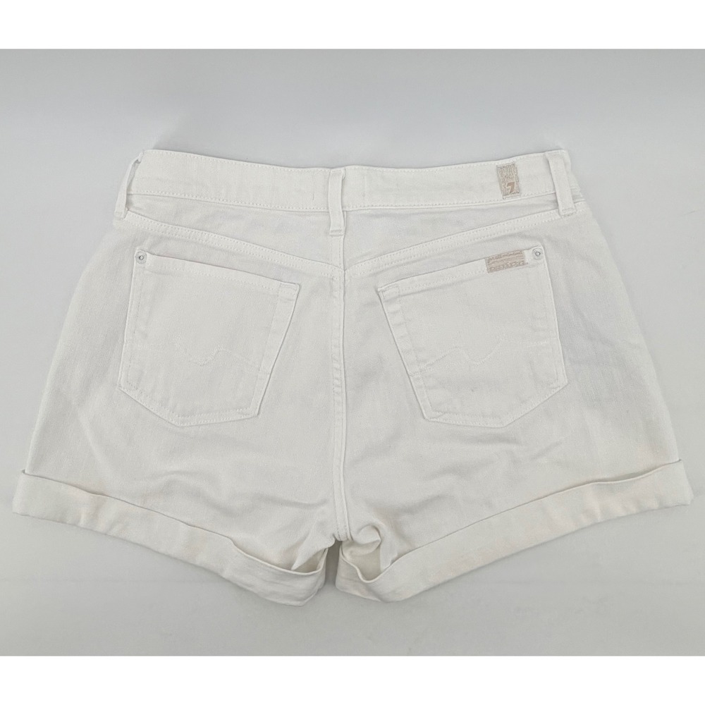7 For All Mankind Denim Shorts Womens 29 White Mid Roll Cuffed Summer Casual - Picture 2 of 10